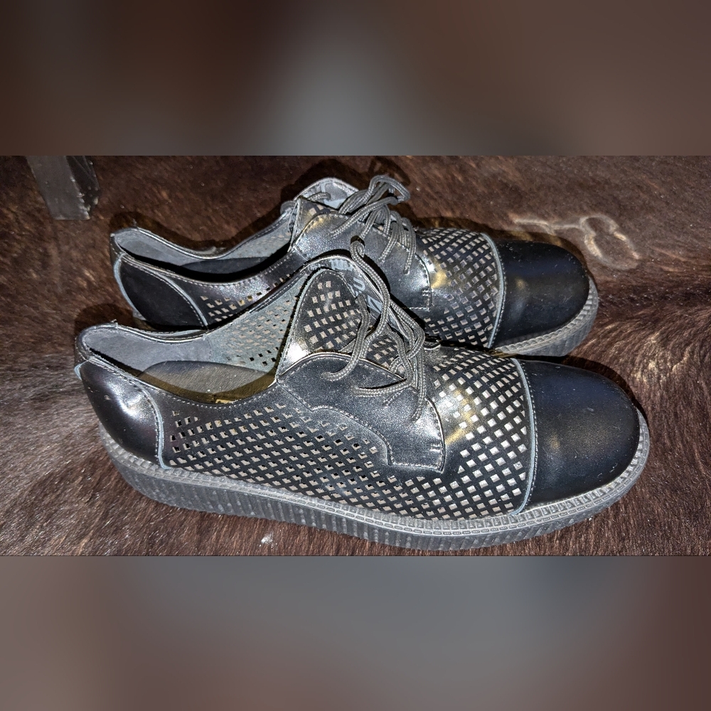 TUK Black Perforated Men's Derbys
